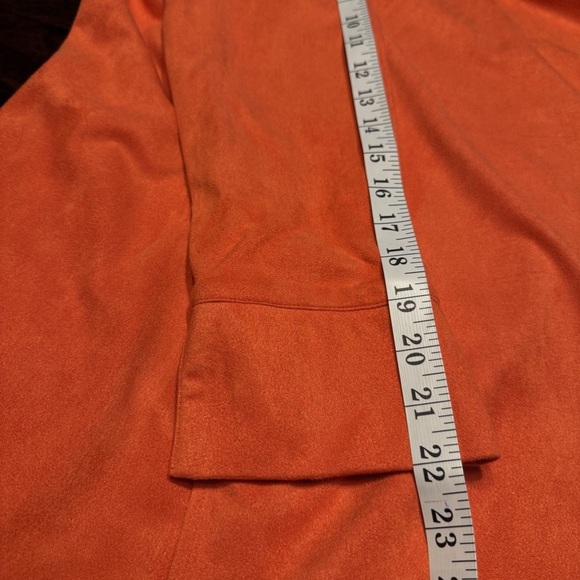 Gretchen Scott Faux Suede Waterfall Draped Open Cardigan-Orange- Sz S - Picture 9 of 9